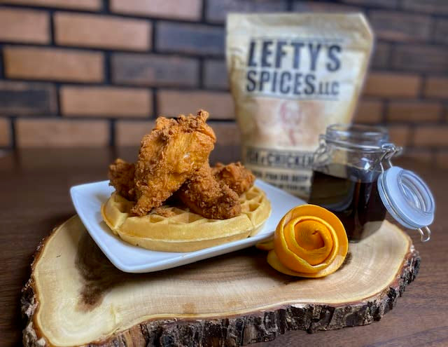 Lefty's Original Fish N' Chicken Mix crispy-coating offers versatile crust for fish, chicken, or vegetables
