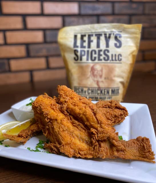 Lefty's Original Fish N' Chicken Mix dipping-bowl highlights two-step batter for bold flavors