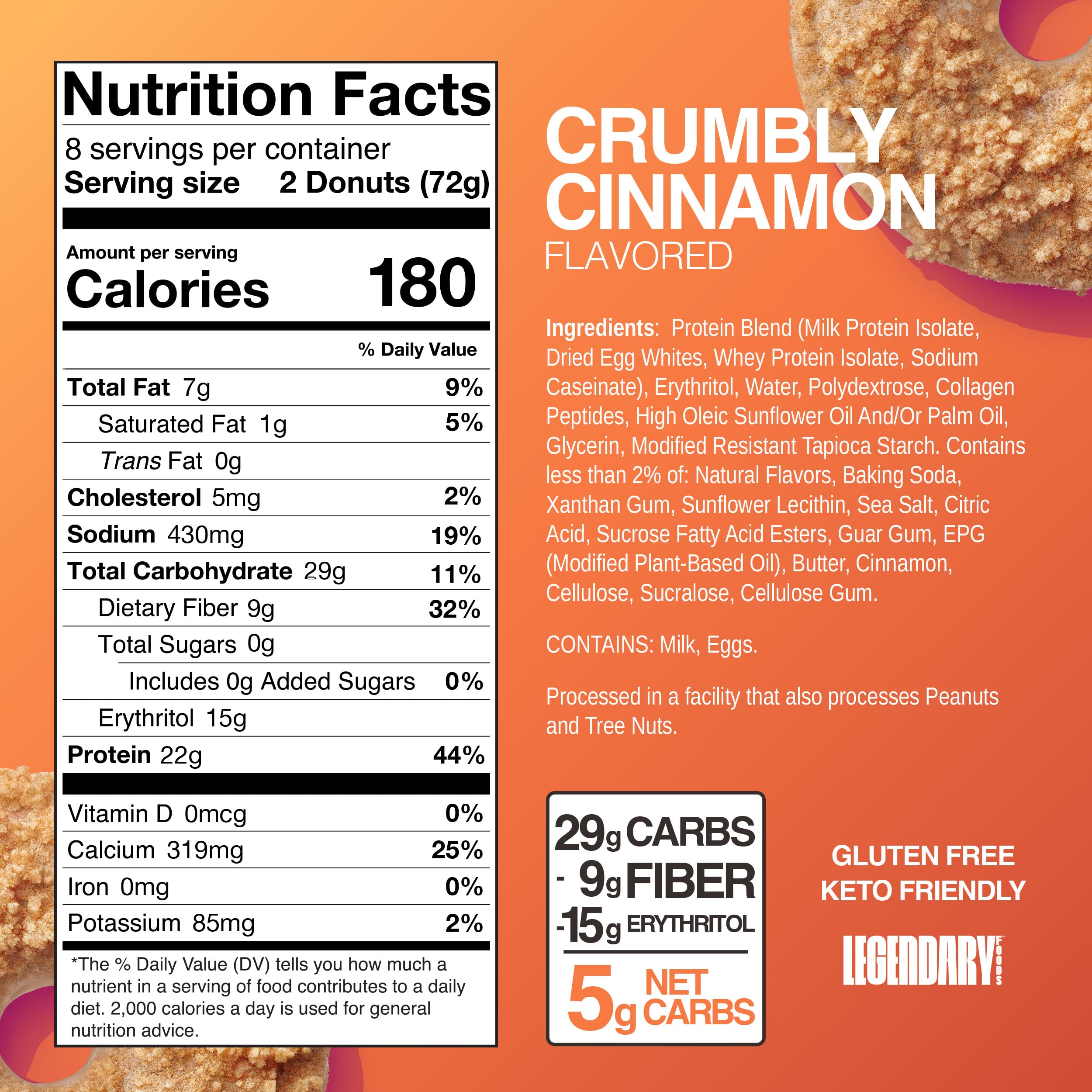 Legendary Foods Protein Donuts glazed top close-up, gluten-free, low-carb option.
