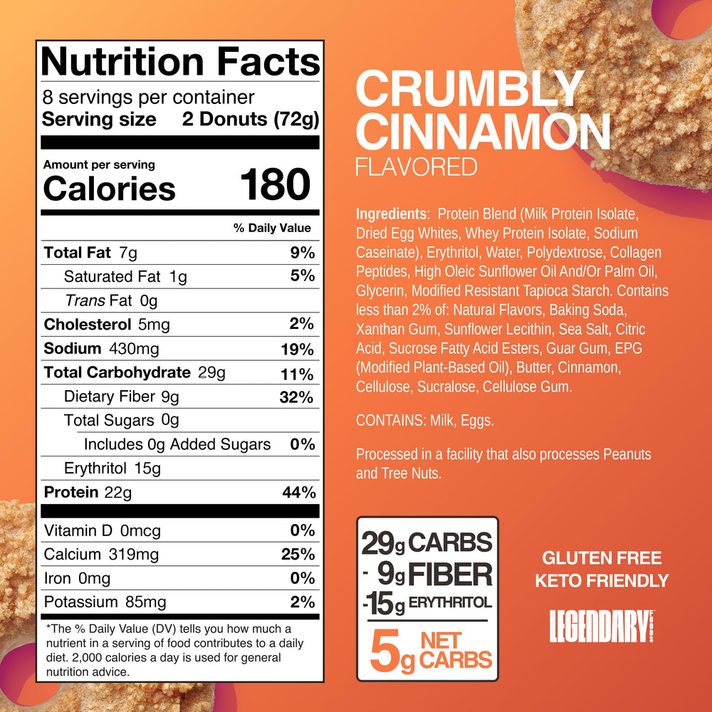 Legendary Foods Protein Donuts glazed top close-up, gluten-free, low-carb option.