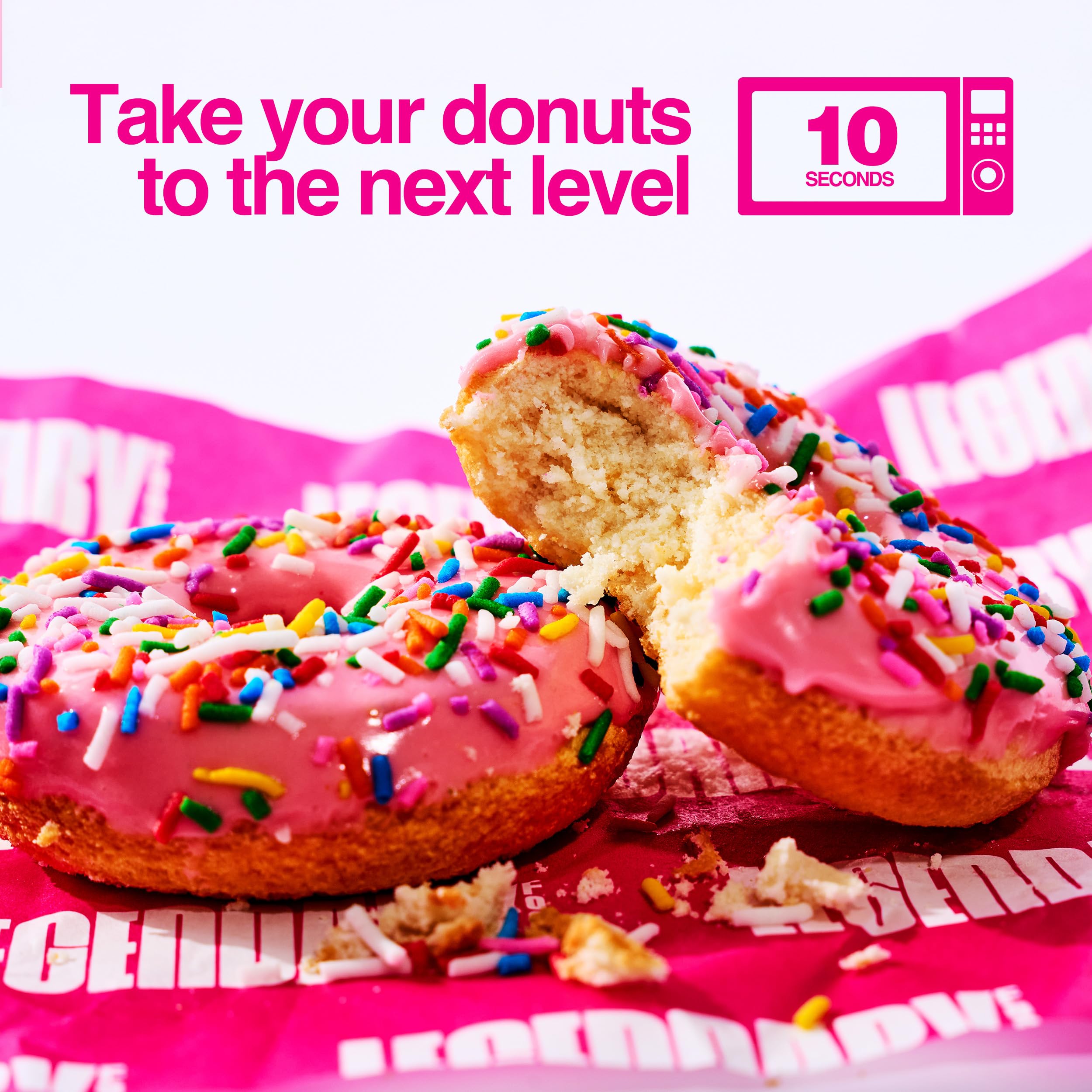 Legendary Foods Protein Donuts microwaved glaze melting for bakery-style warmth