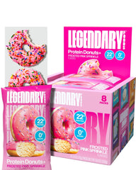 Legendary Foods Protein Donuts with pink sprinkle glaze for a high-protein snack