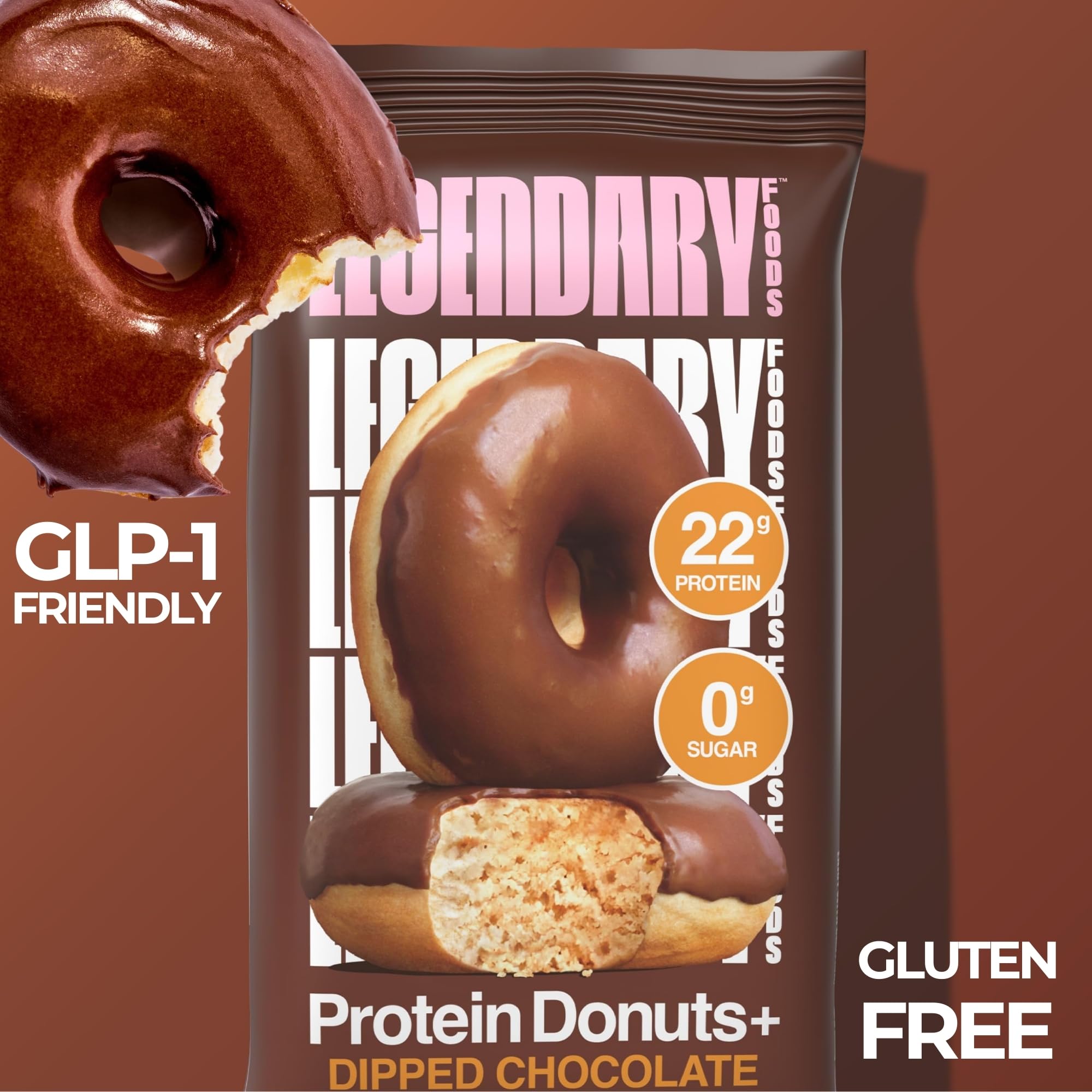 Legendary Foods Protein Donuts two per pack highlighting convenient portion control.