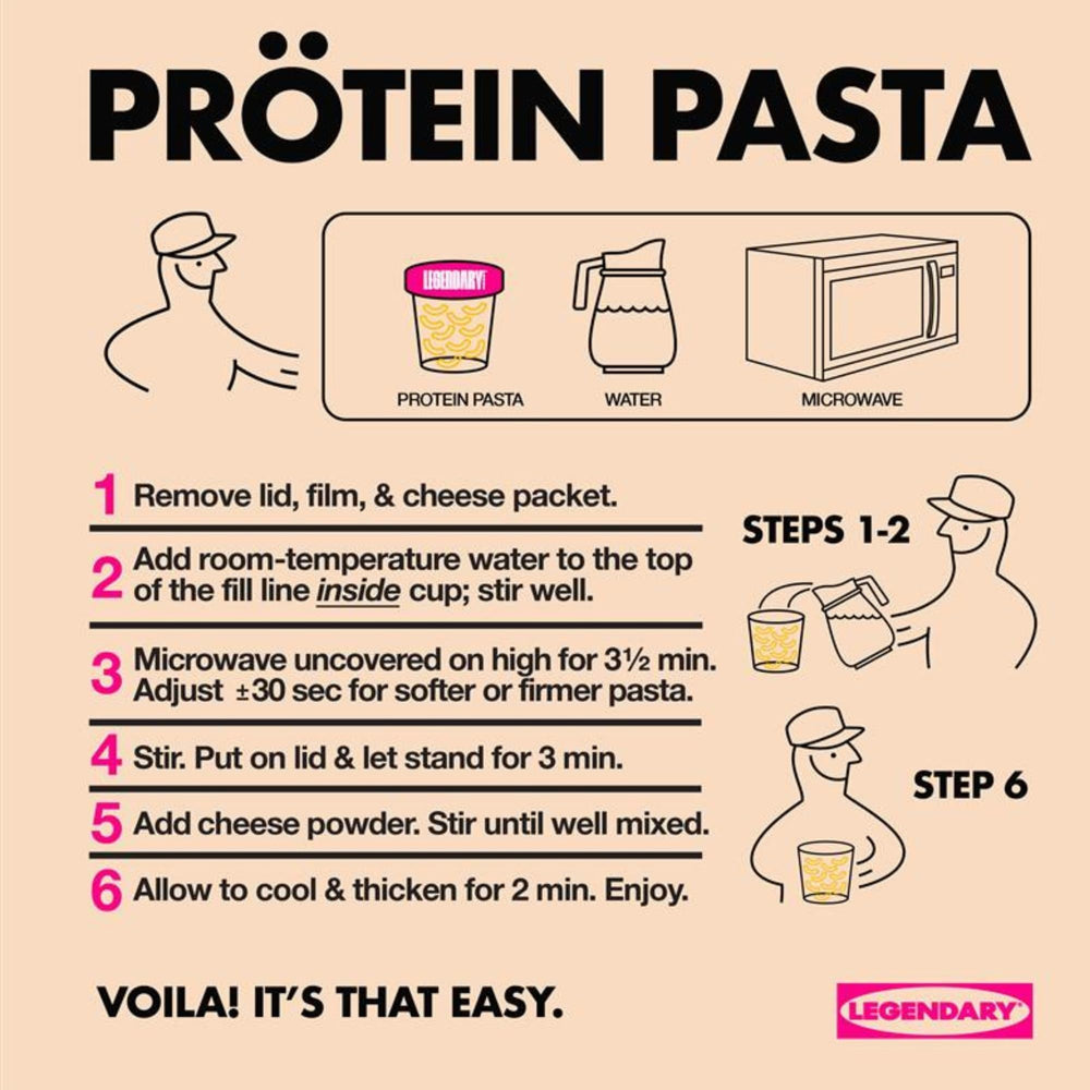 Legendary Foods Protein Mac & Cheese cup on an office desk as a convenient meal