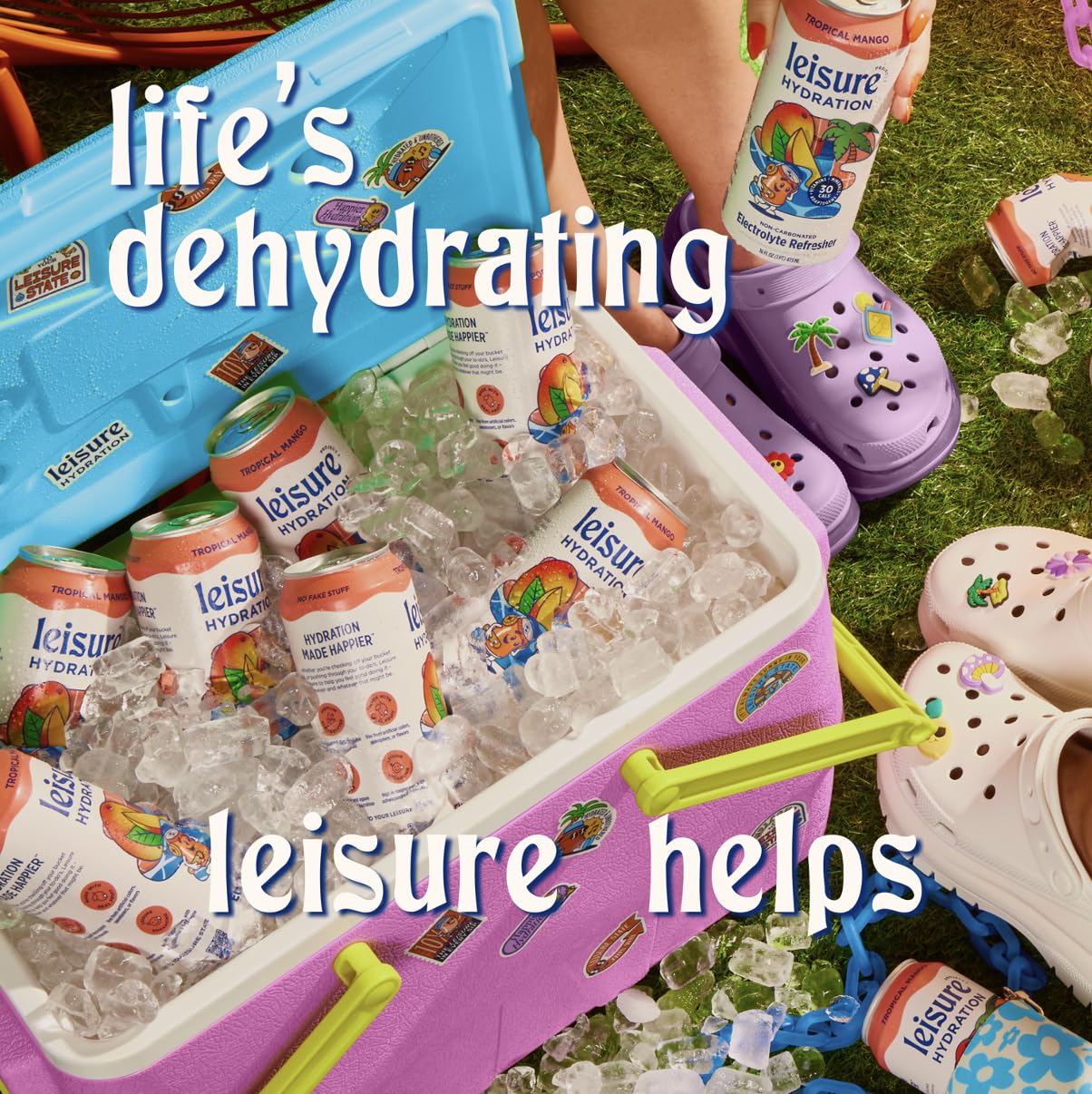 Leisure Hydration label closeup emphasizing non-GMO and natural ingredients
