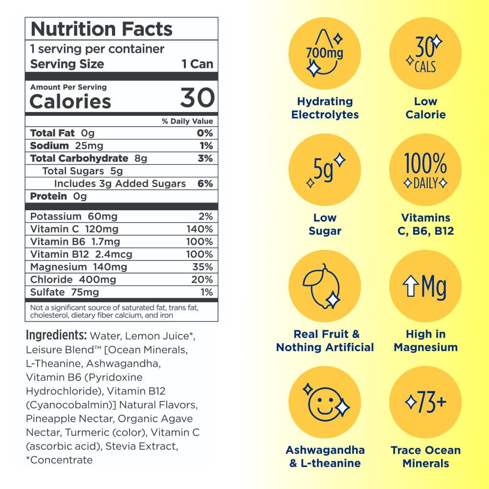 Leisure Hydration lemonade 12-pack display, convenient multi-pack for on-the-go hydration