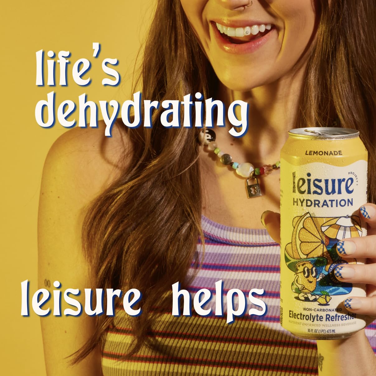 Leisure Hydration lemonade can in gym bag, ideal post-workout refreshment