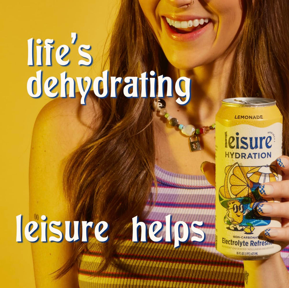 Leisure Hydration lemonade can in gym bag, ideal post-workout refreshment