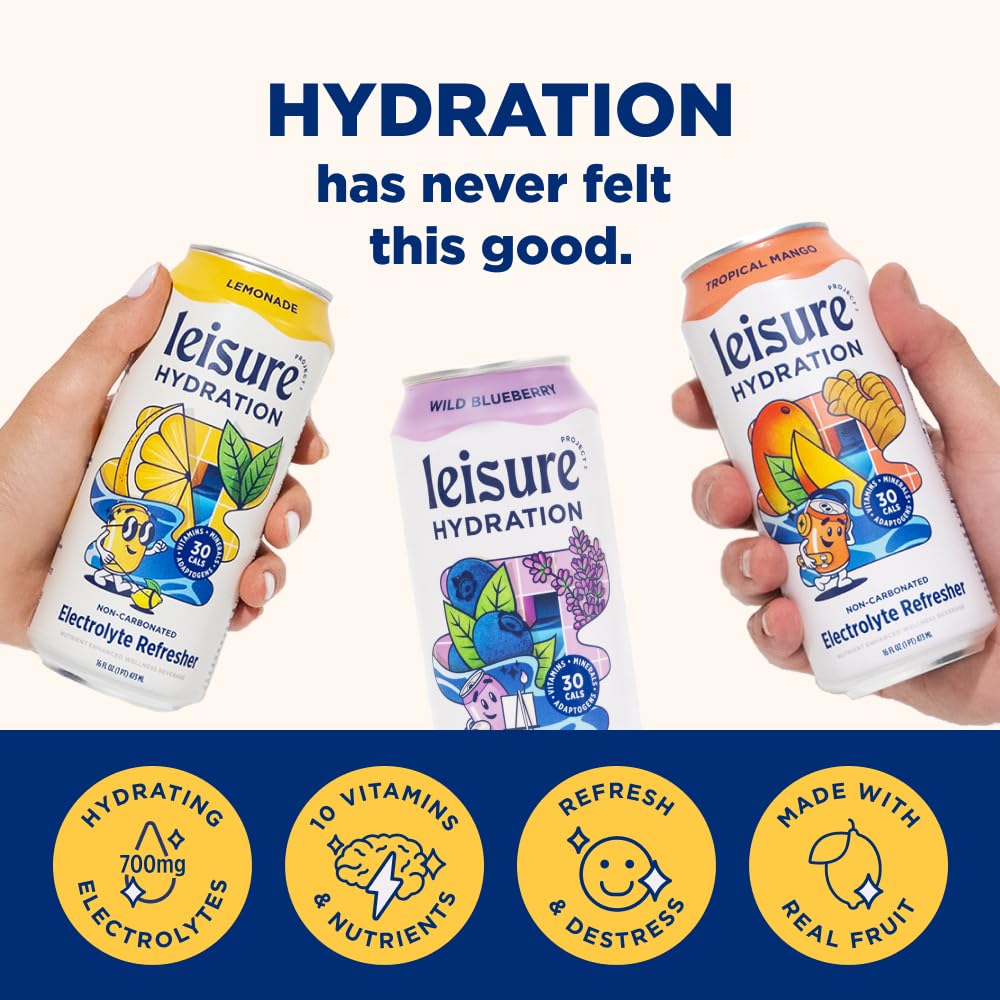 Leisure Hydration low-sugar graphic emphasizing natural sweetness