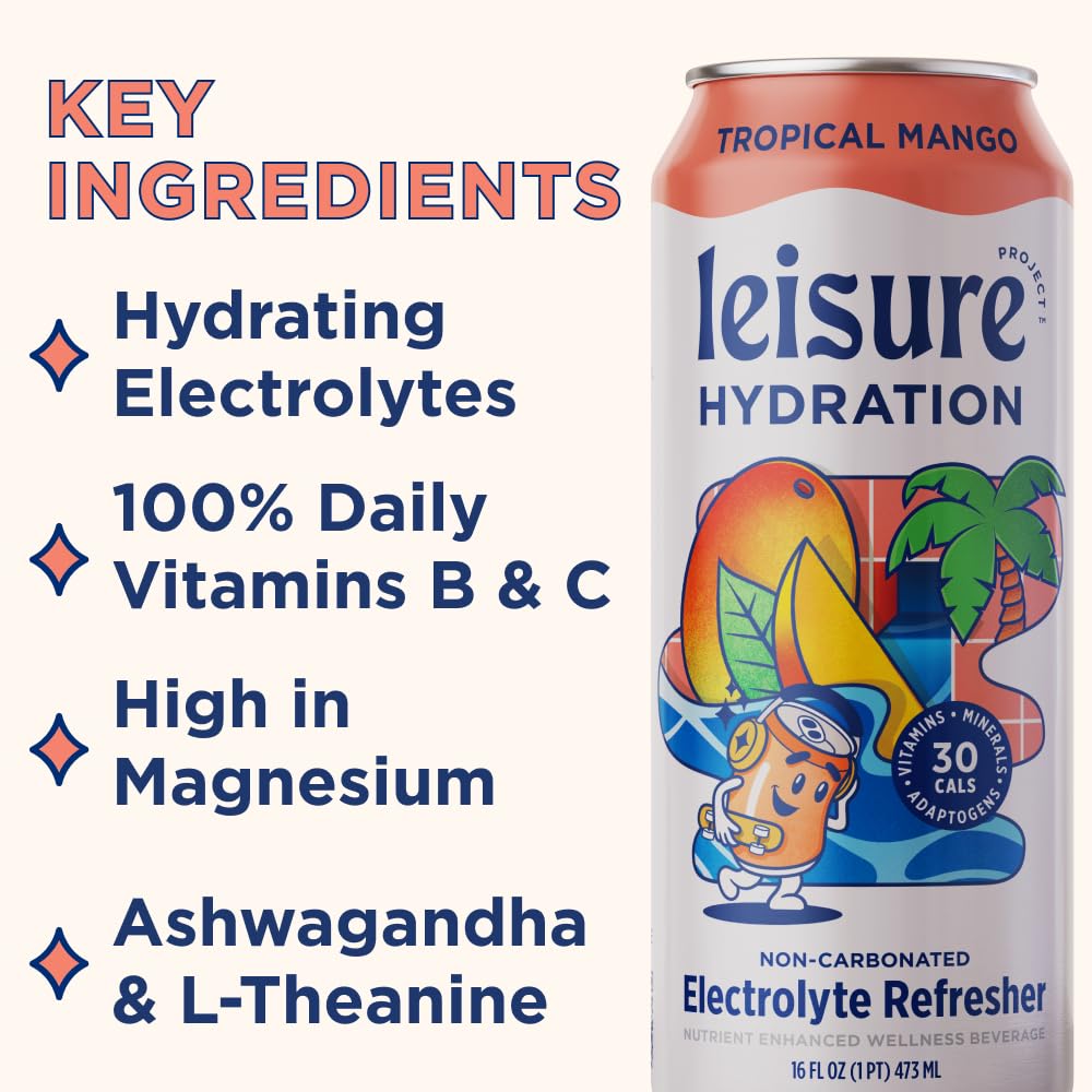 Leisure Hydration mango pour showing premium flavor and quick refreshment