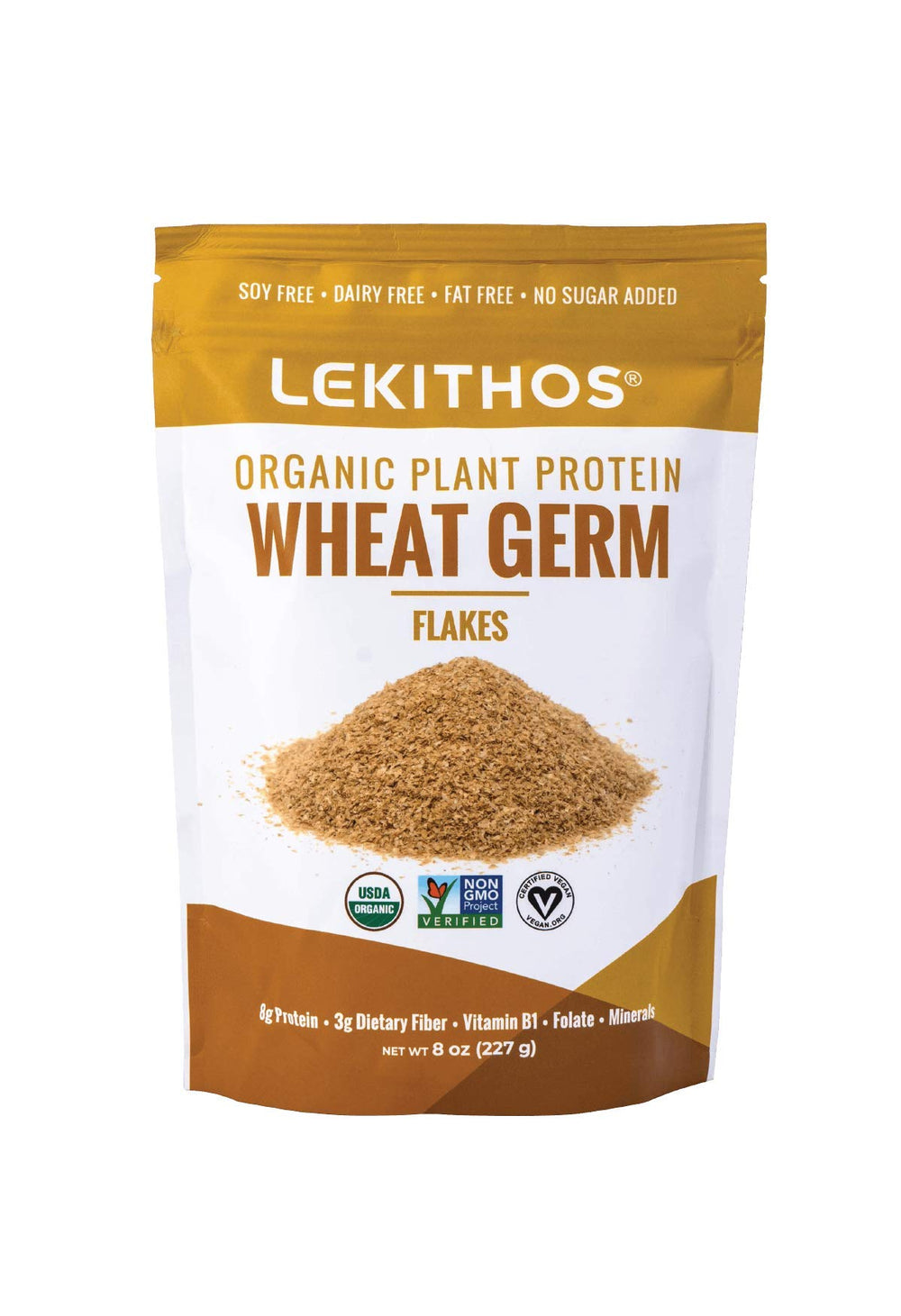 Lekithos wheat germ protein bottle offers organic, plant-based daily energy support.