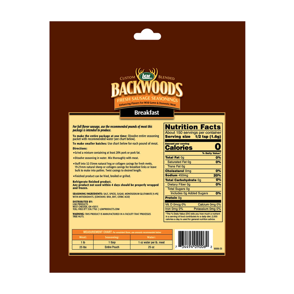 LEM Backwoods Breakfast Seasoning being sprinkled into ground pork for even flavor
