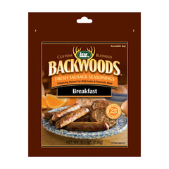 LEM Backwoods Breakfast Seasoning bottle front view for flavorful sausage