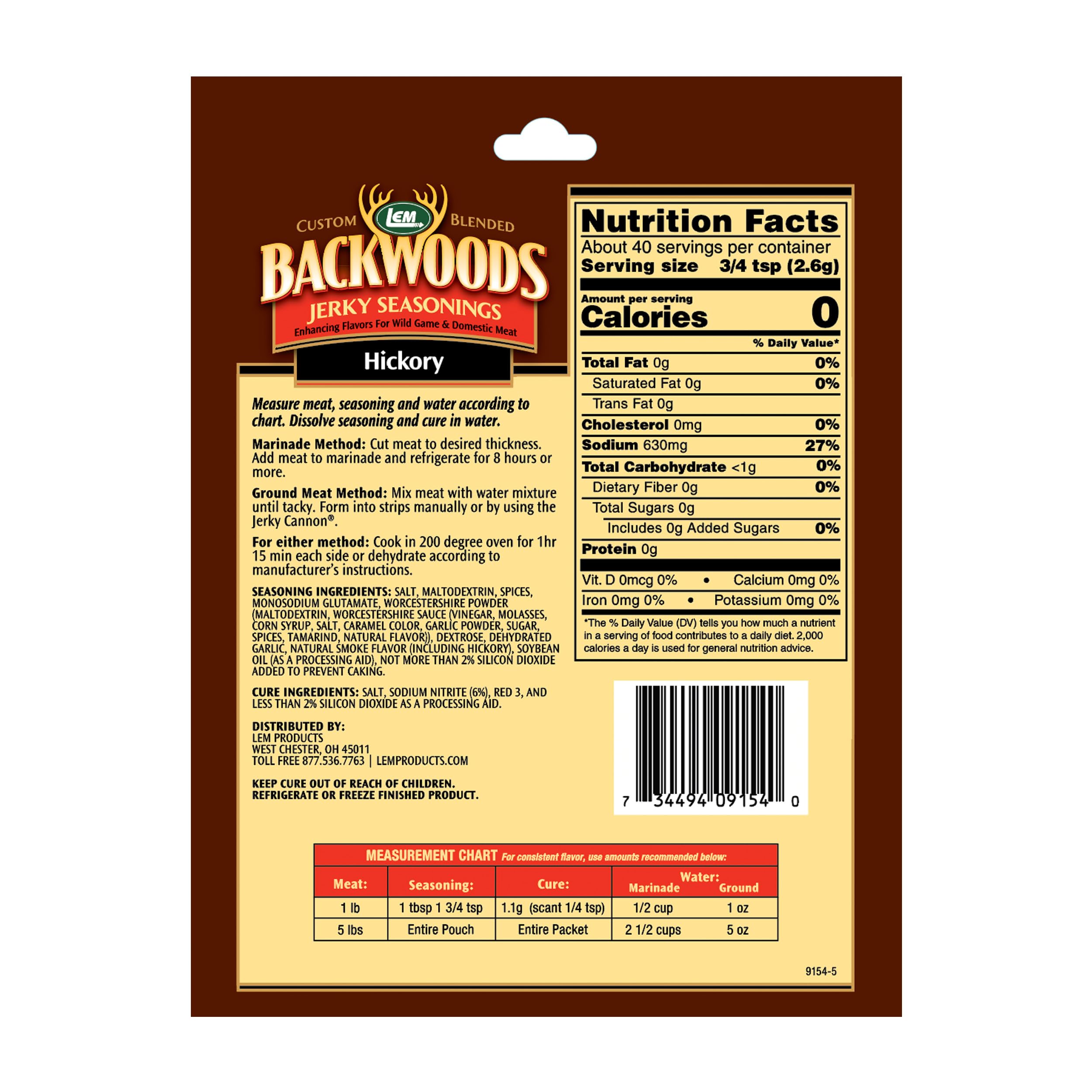 LEM Backwoods Hickory Cure Packet visible, simplifying jerky prep