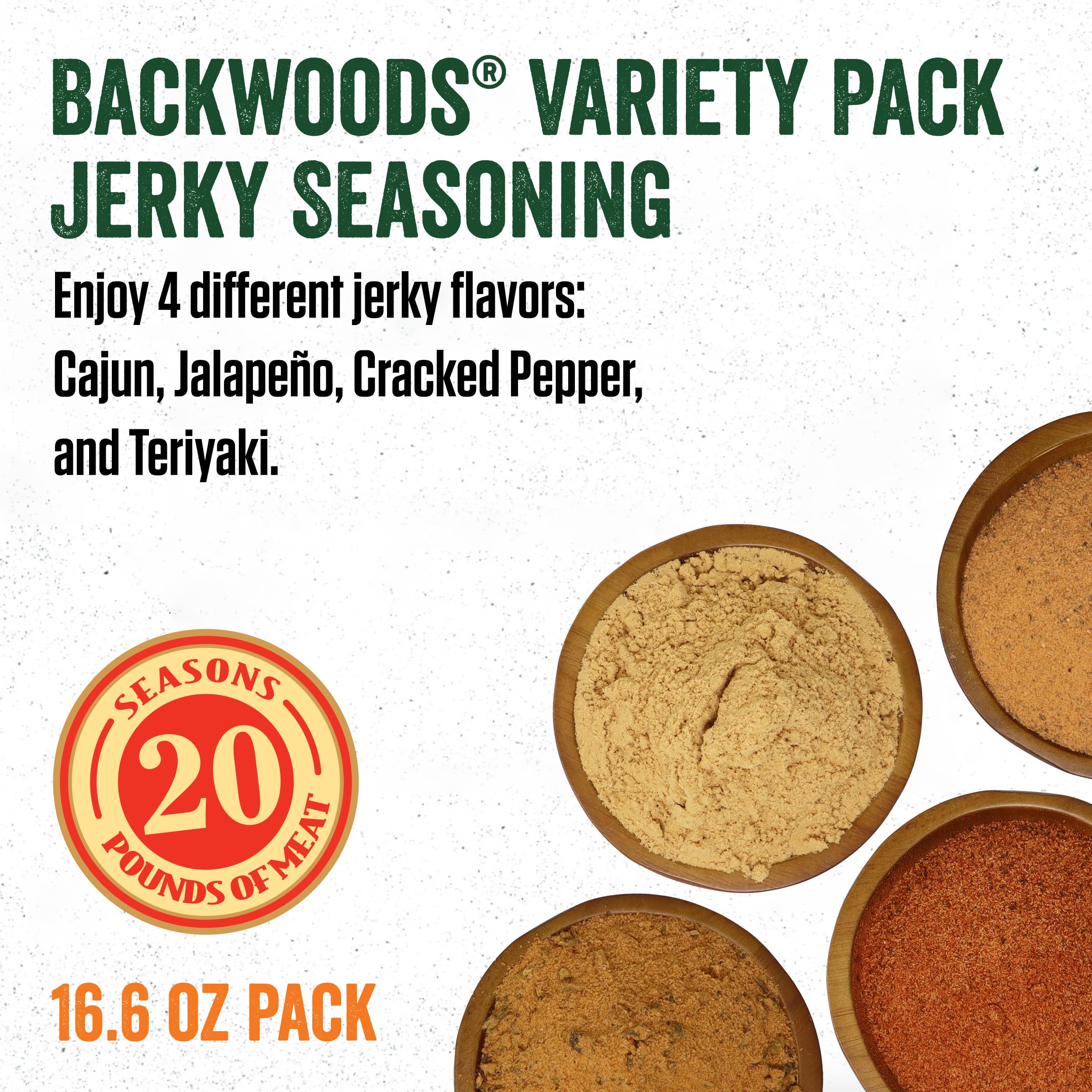 LEM Backwoods Cracked Pepper shaker shows peppery bite for jerky curing.