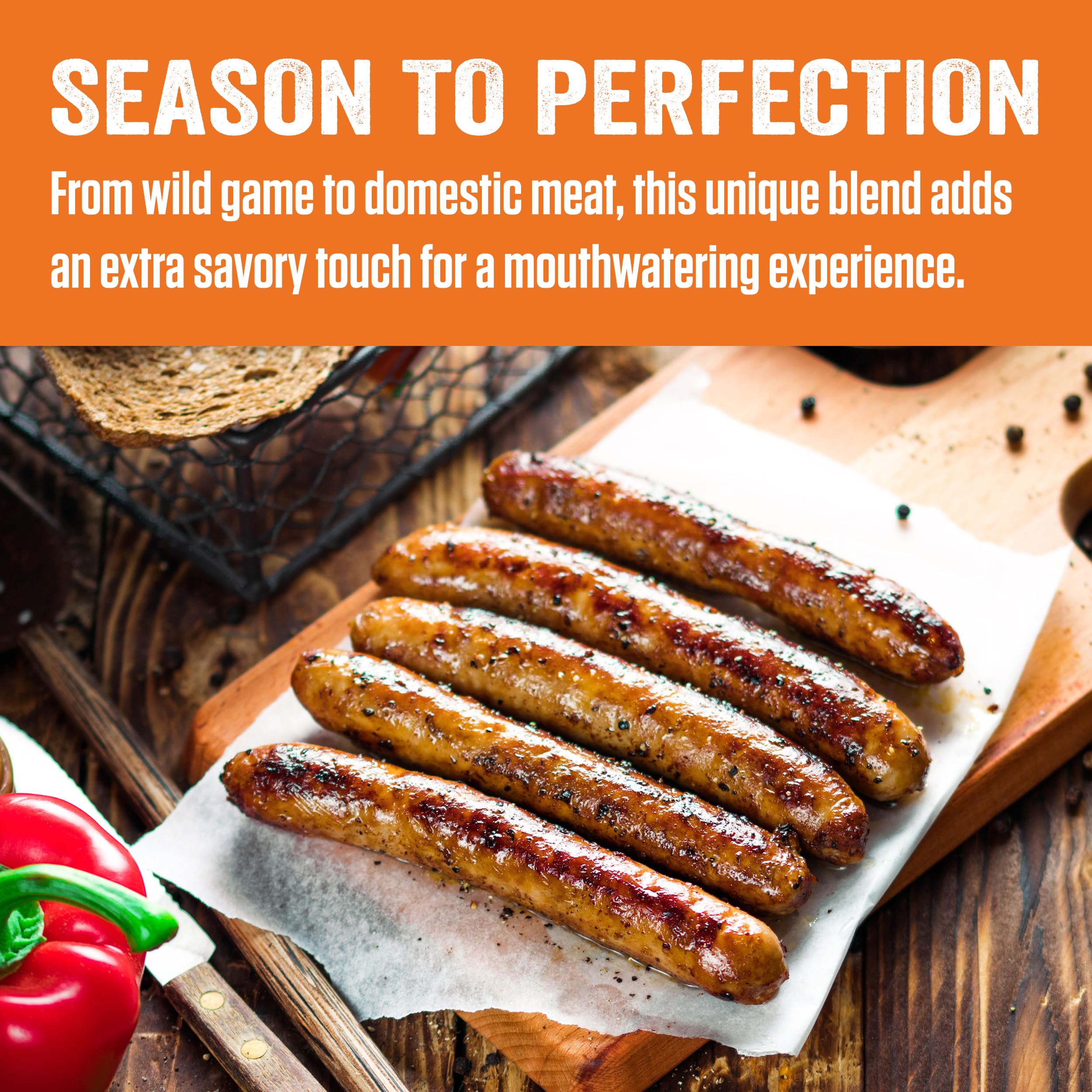 Fresh sausage links seasoned with maple blend ready for grilling.