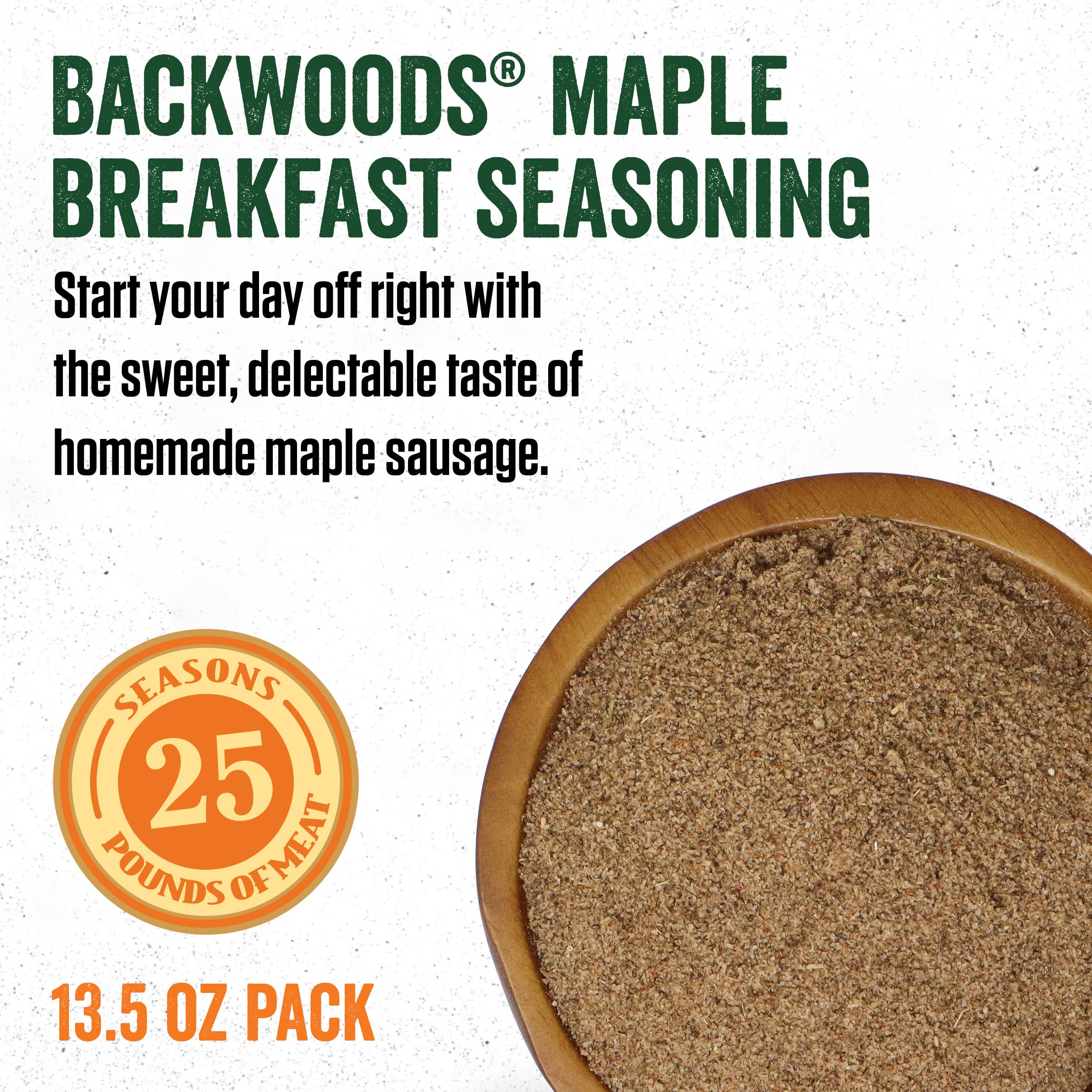 Ground meat mixed with maple seasoning forming tacky sausage mix ready to stuff.