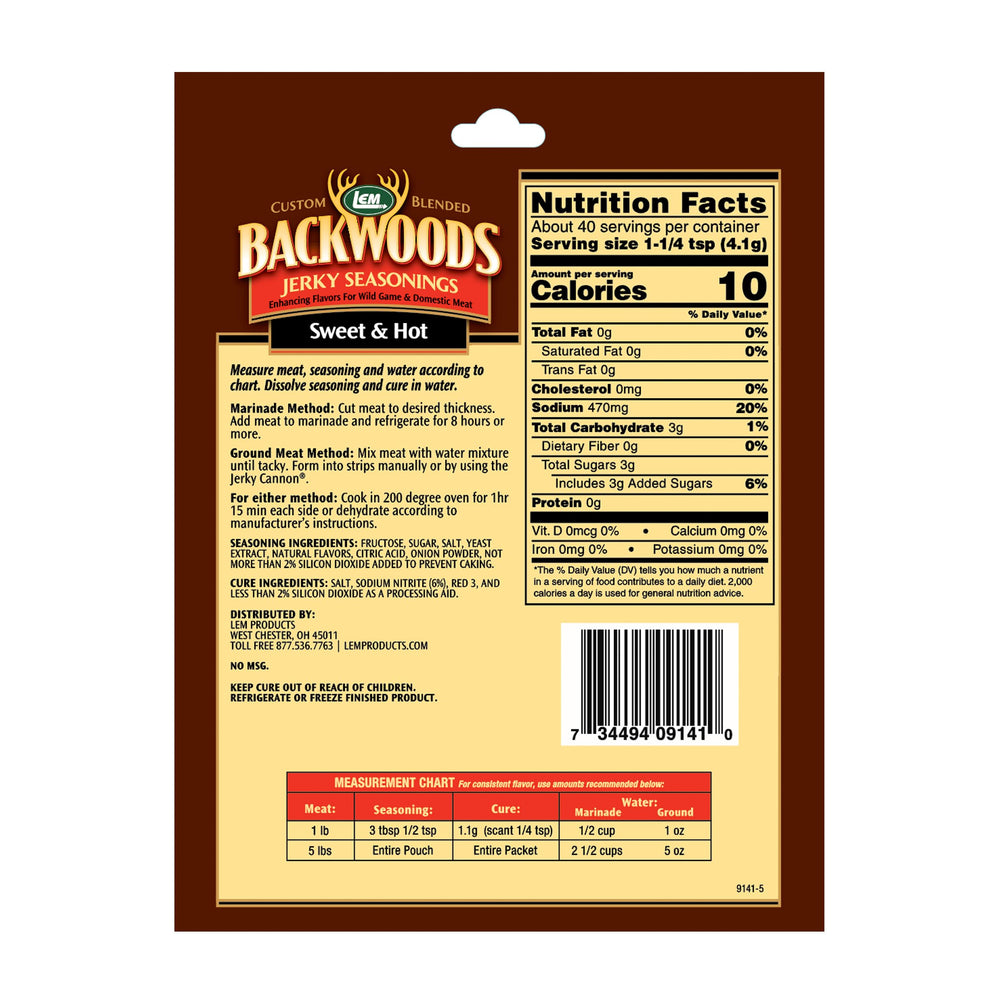 LEM Backwoods cure packet beside jerky seasoning for easy, reliable batches