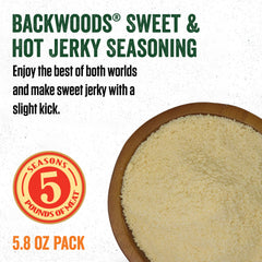 LEM Backwoods Sweet & Hot ground meat mix ready for forming jerky strips