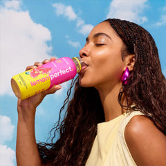 Lemon Perfect Dragon Fruit glass with ice captures tropical hydration on the go.