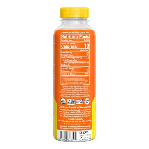 Lemon Perfect Peach label closeup highlighting organic ingredients and clean flavor