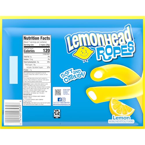 LEMONHEAD Ropes soft chewy texture, ideal lunchbox snack.