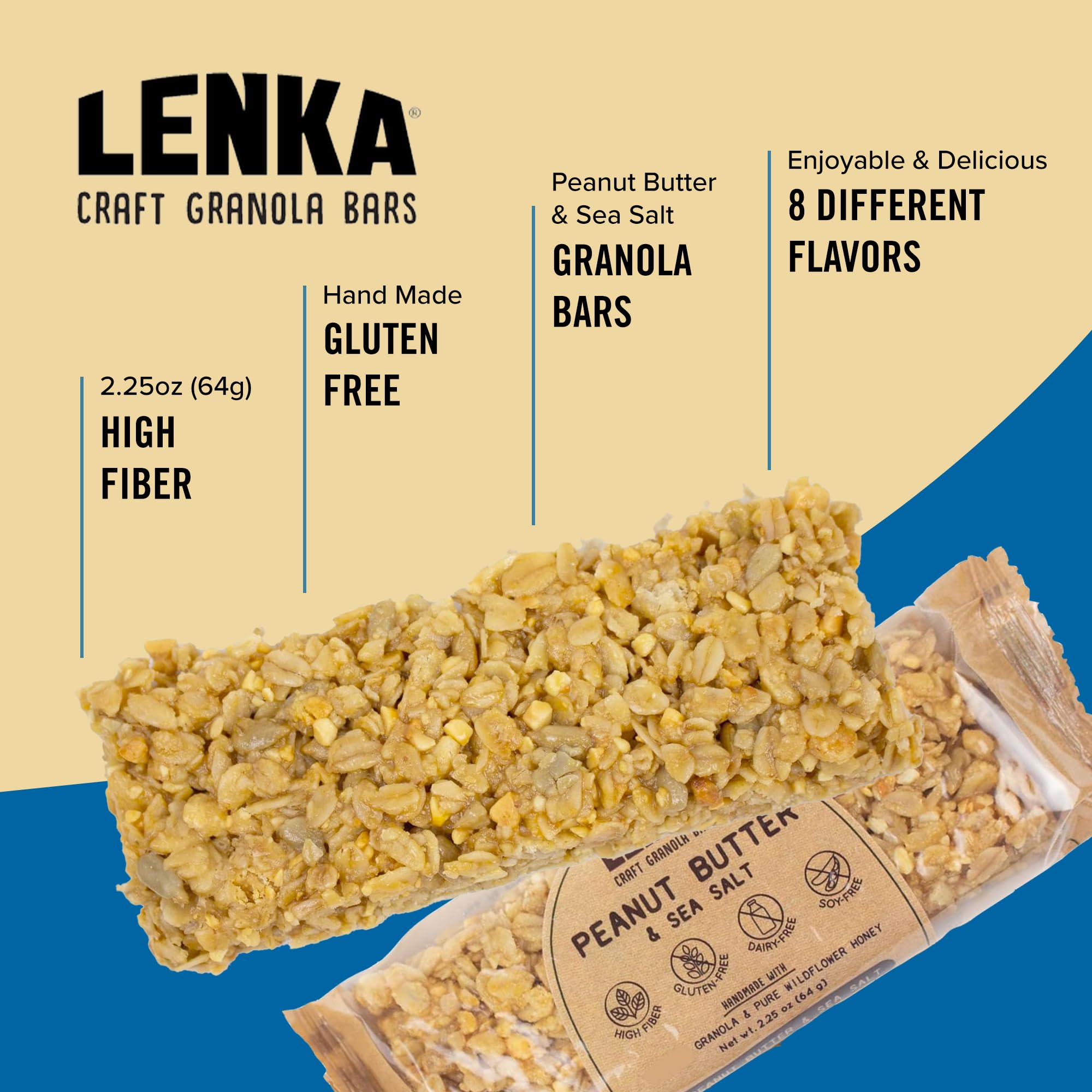 Lenka individually-wrapped bar, perfect for travel and school snacks