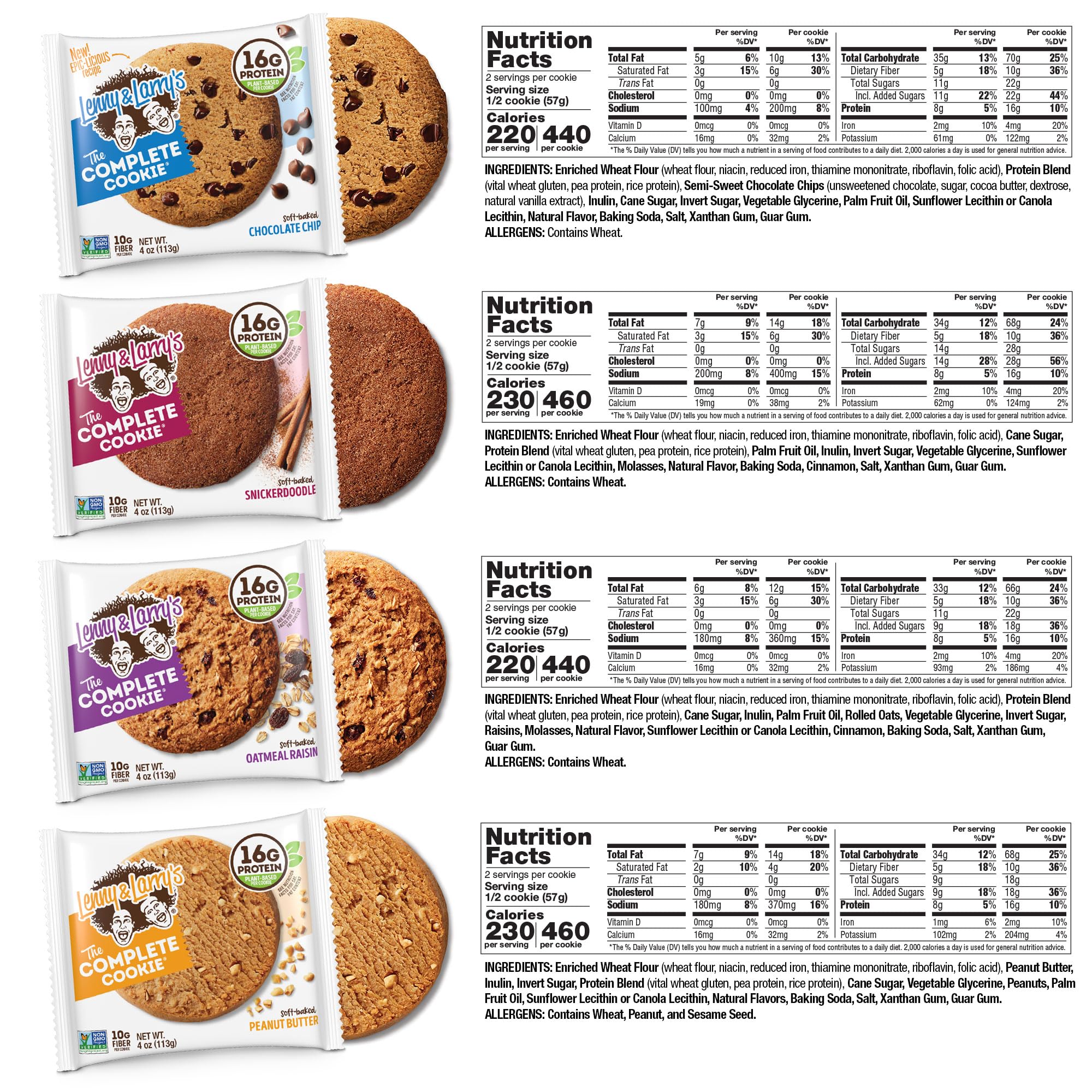 Lenny & Larry's Complete Cookie 4oz close-up showing chewy texture and protein