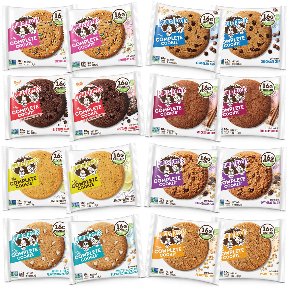 Lenny & Larry's Complete Cookie 8-flavor variety pack: protein-rich snack on the go