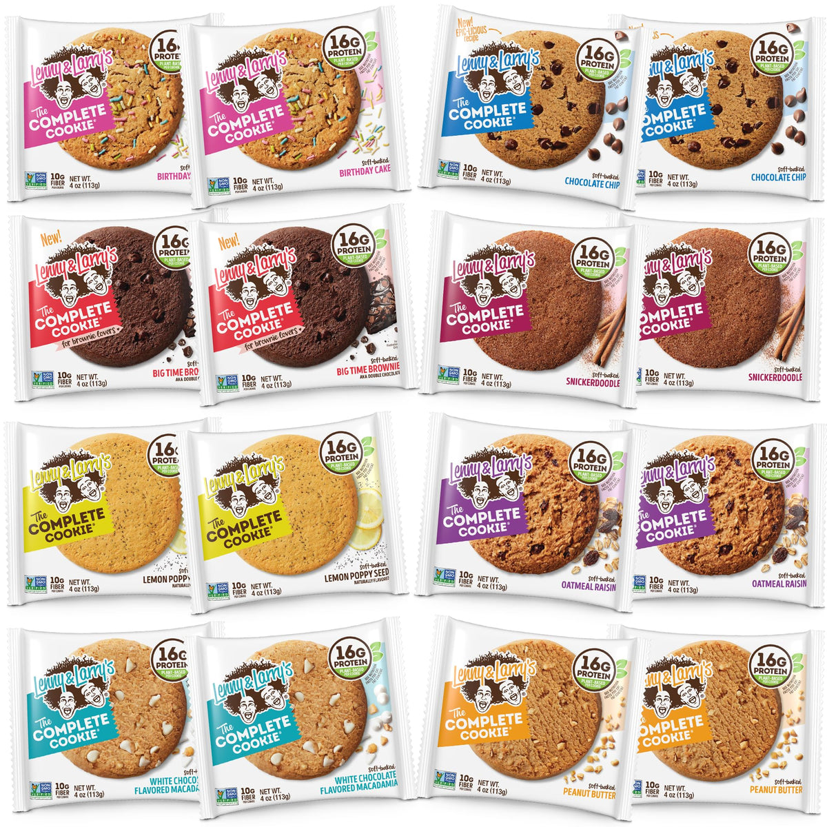 Lenny & Larry's Complete Cookie 8-flavor variety pack: protein-rich snack on the go