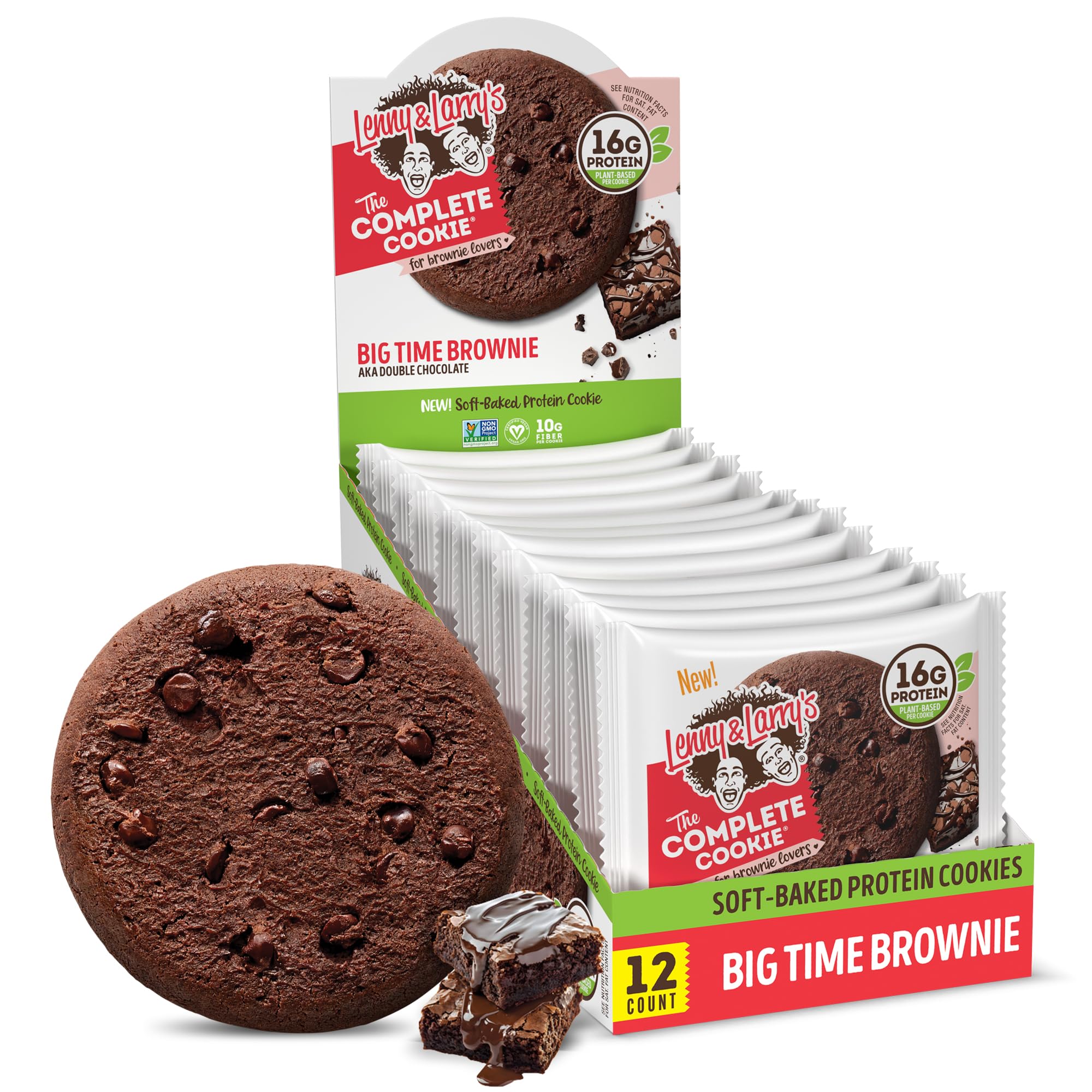 Lenny & Larry's Complete Cookie Big Time Brownie outer pack offers a protein-packed indulgence.
