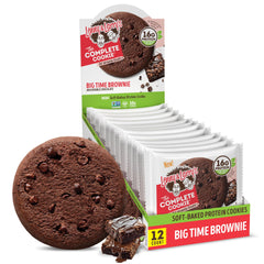 Lenny & Larry's Complete Cookie Big Time Brownie outer pack offers a protein-packed indulgence.