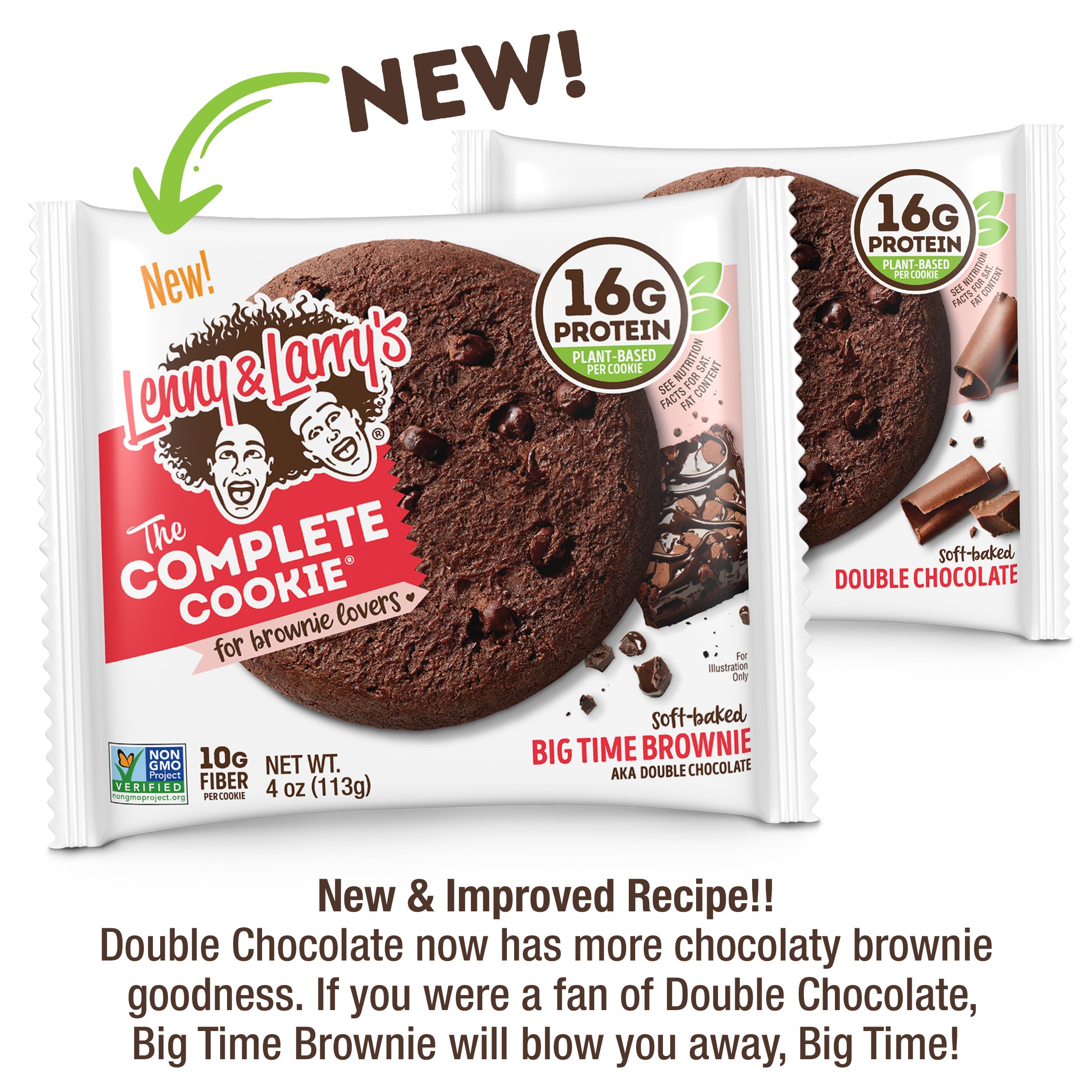 Lenny & Larry's Complete Cookie Chewy Double Chocolate, chewy texture for dessert cravings.