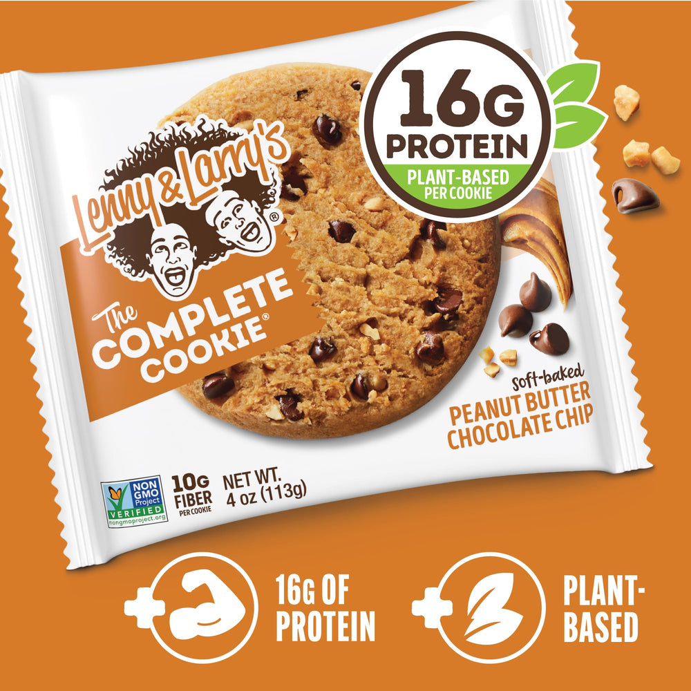Lenny & Larry's Complete Cookie vegan label emphasizing plant-based protein and fiber