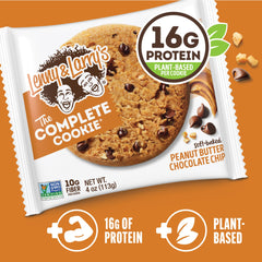 Lenny & Larry's Complete Cookie vegan label emphasizing plant-based protein and fiber