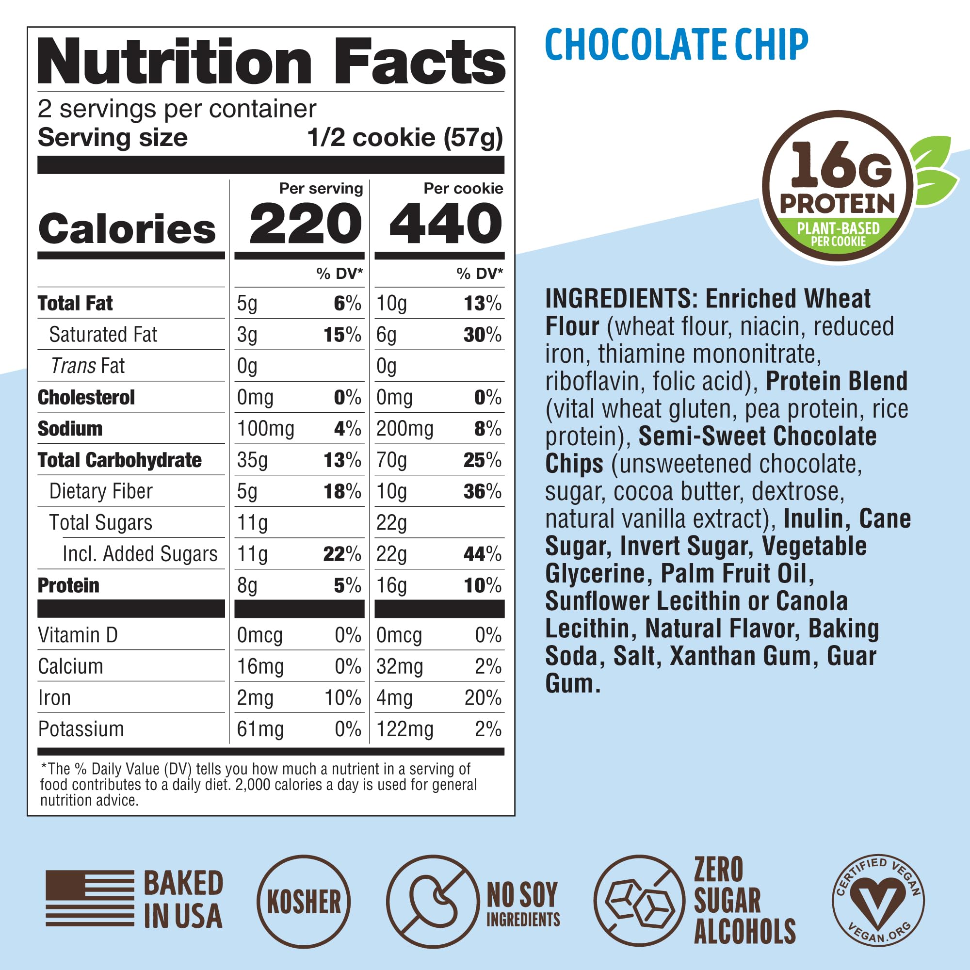 Lenny & Larry's Complete Cookie fiber-rich snack with 10g fiber.
