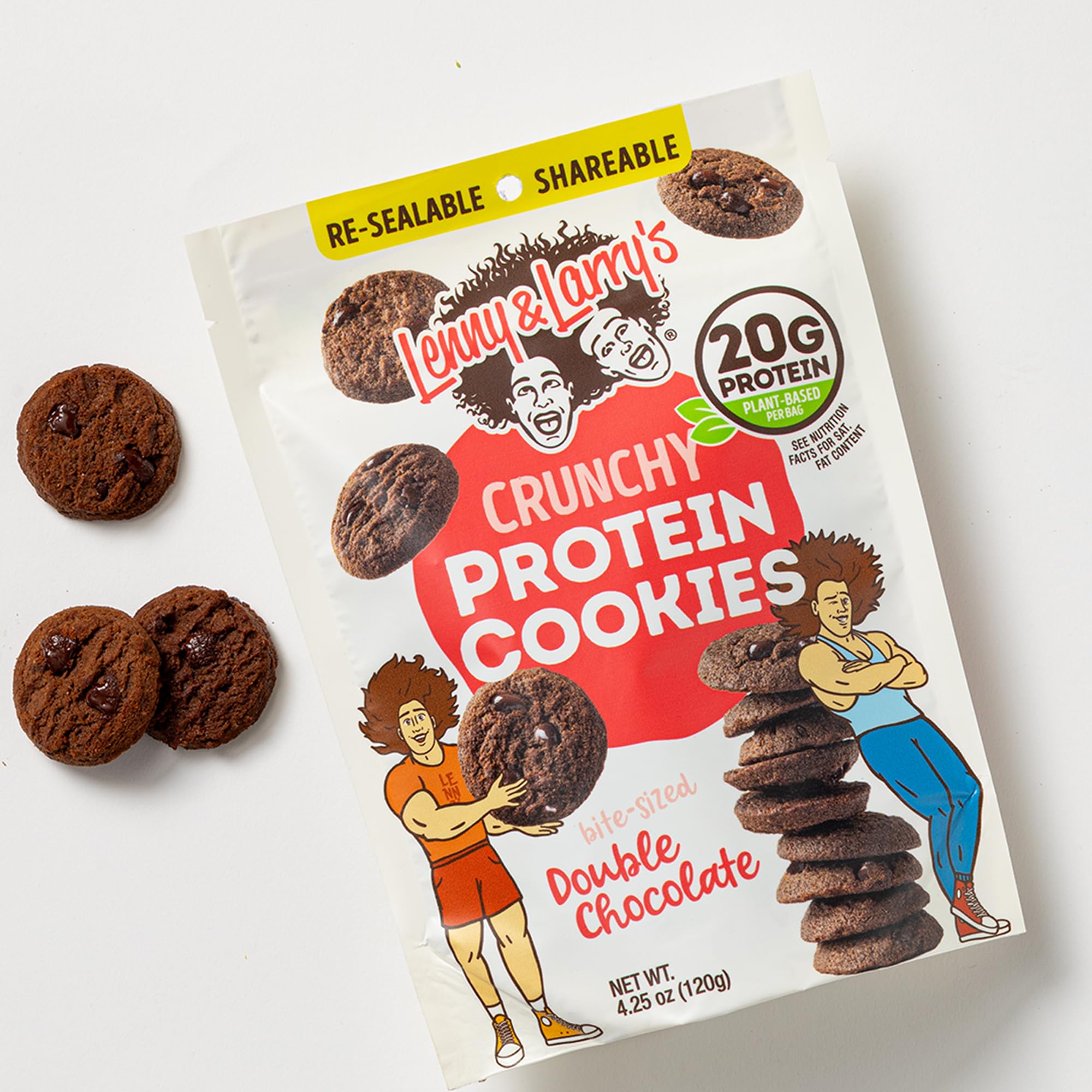 Lenny & Larry's Complete Crunchy Cookie chocolate chips macro shot, crave-worthy texture