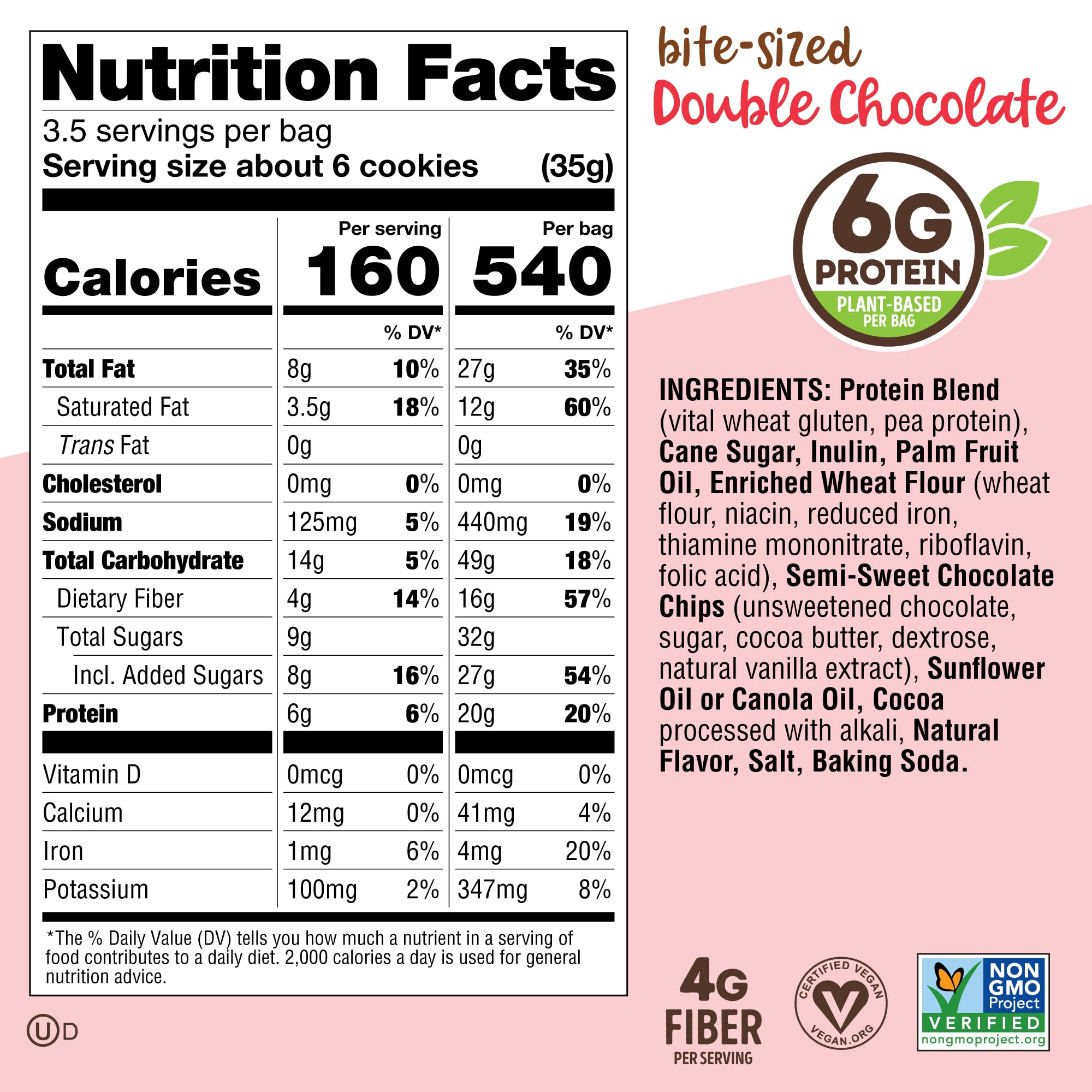 Lenny & Larry's Complete Crunchy Cookie plant protein 20g label in focus, convenient fueling