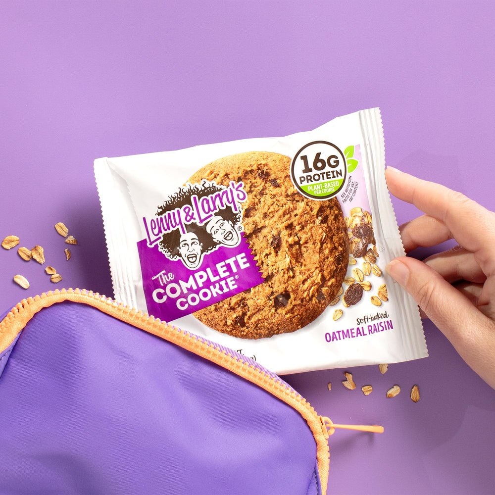Four-ounce serving of Lenny & Larry's Complete Protein Cookie ready for on-the-go use.