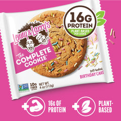 Lenny & Larry's birthday cake cookies arranged for convenience.