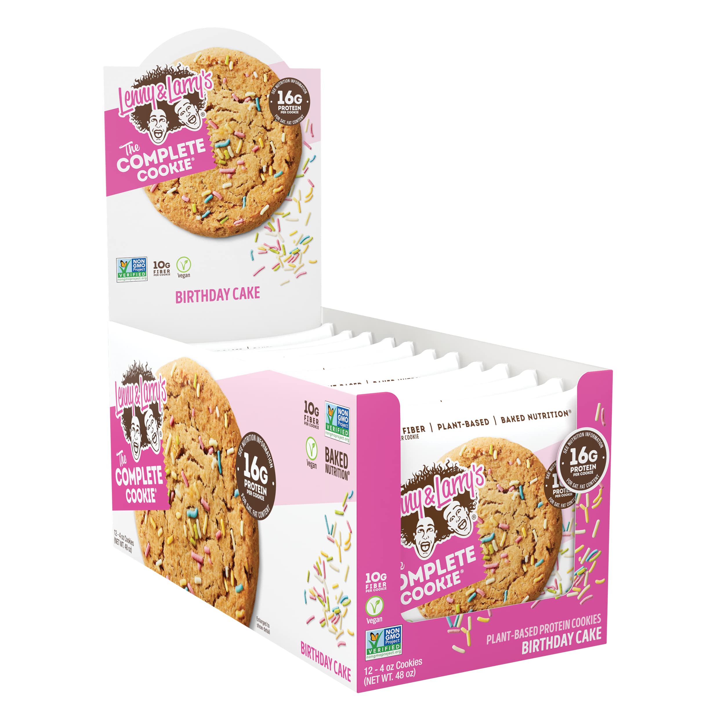 Lenny & Larry's nutrition label shows 16g protein per cookie.