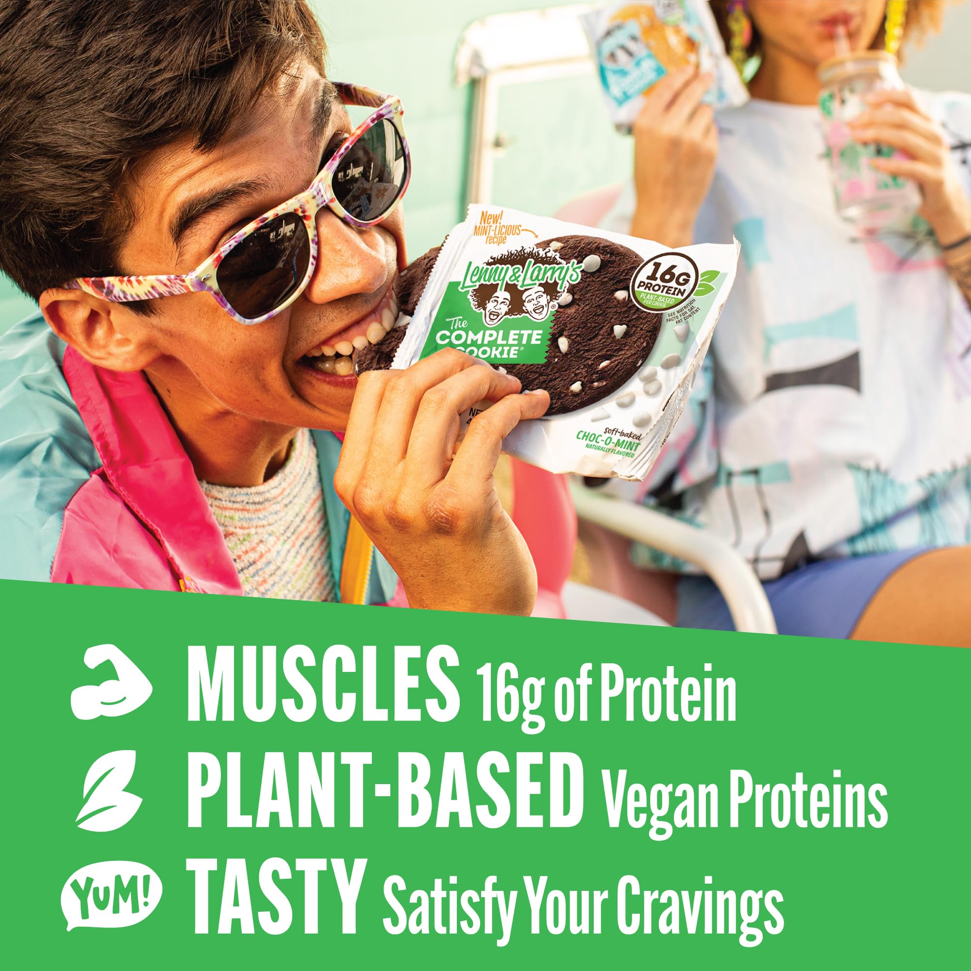 Lenny and Larry's Choc-O-Mint 12-pack cookies, convenient grab-and-go snack.