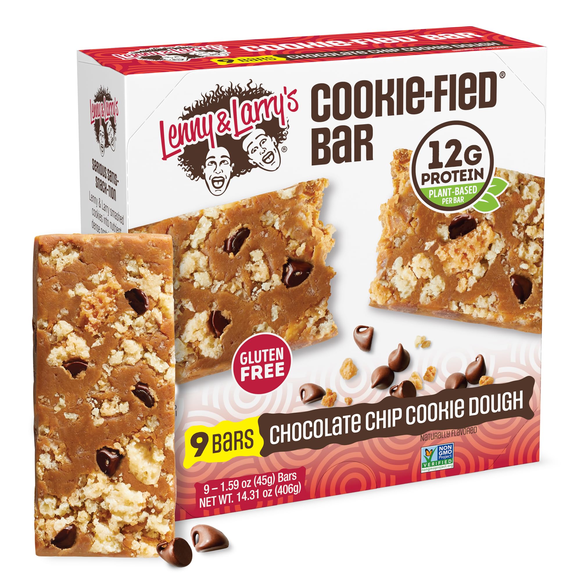 Lenny & Larry's Cookie-fied Bar chocolate chip cookie dough – protein-packed snack.