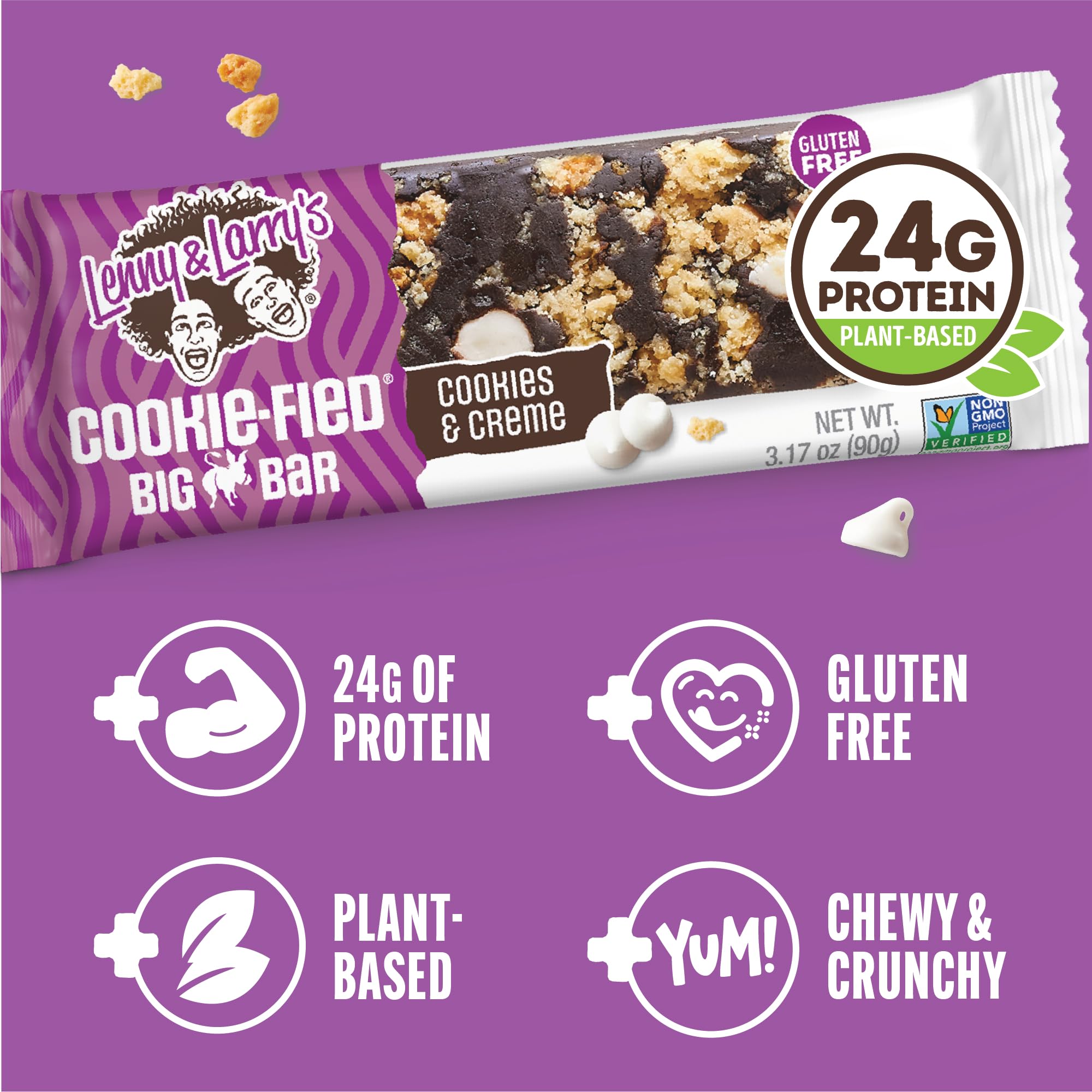 Lenny & Larry's Cookie-fied BIG BAR cross-section shows chewy protein core.