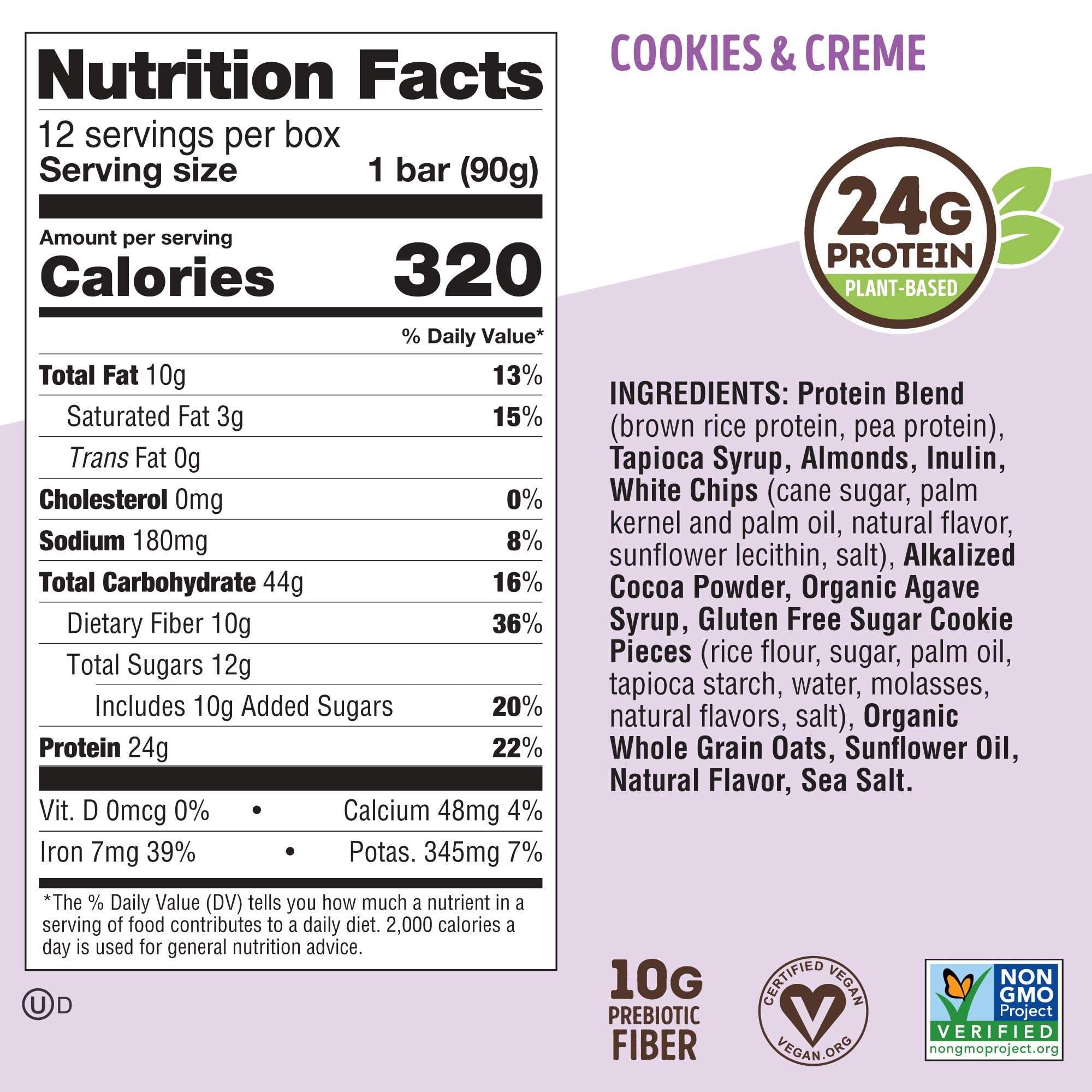 No soy icon and ingredient list shown for health-conscious shoppers.