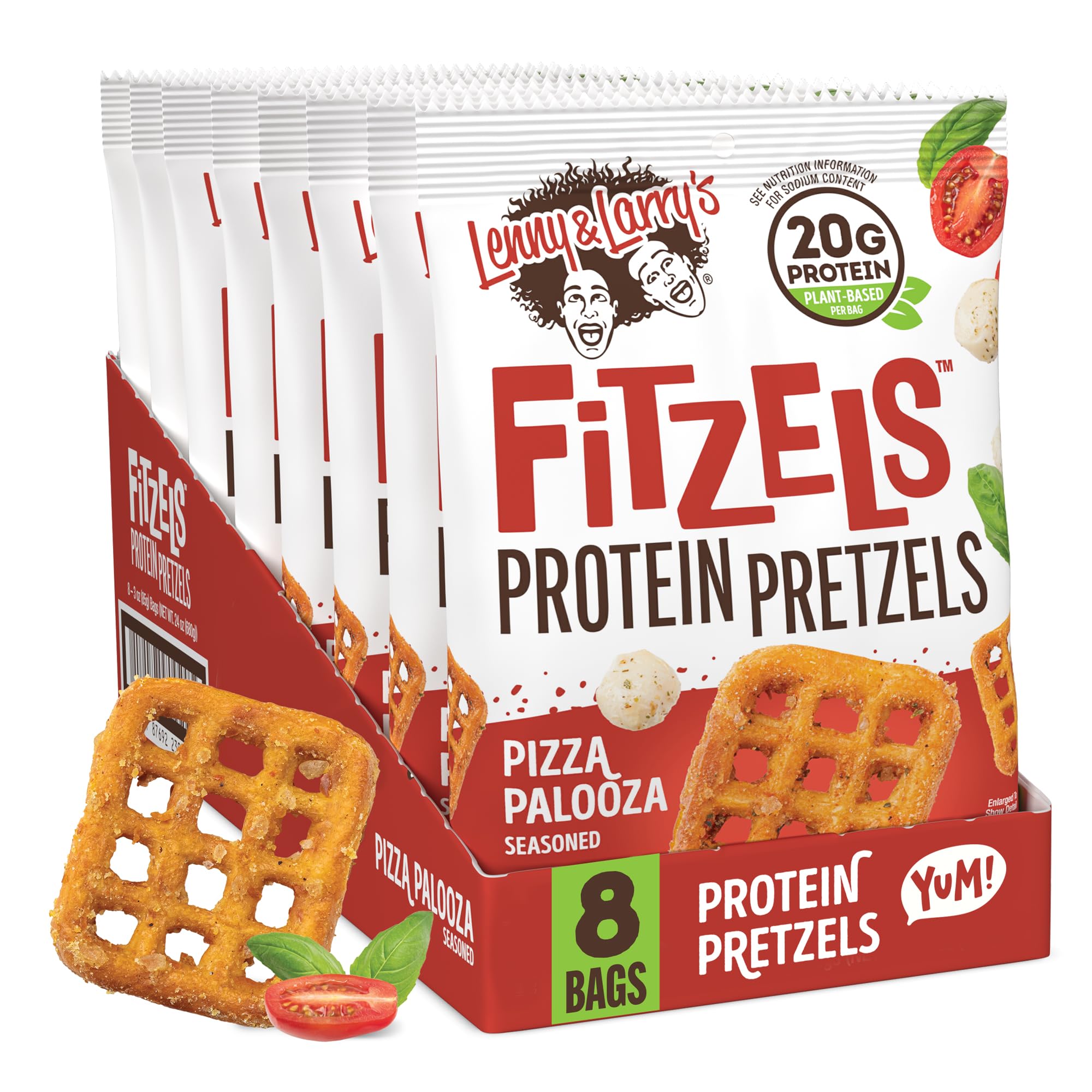 Lenny & Larry's FITZELS Pizza Palooza bag ready for protein-rich on-the-go snacking.