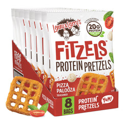 Lenny & Larry's FITZELS Pizza Palooza bag ready for protein-rich on-the-go snacking.