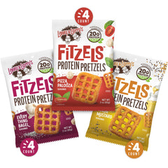 Lenny & Larry's FITZELS Variety Pack front view with three flavors for on-the-go protein.