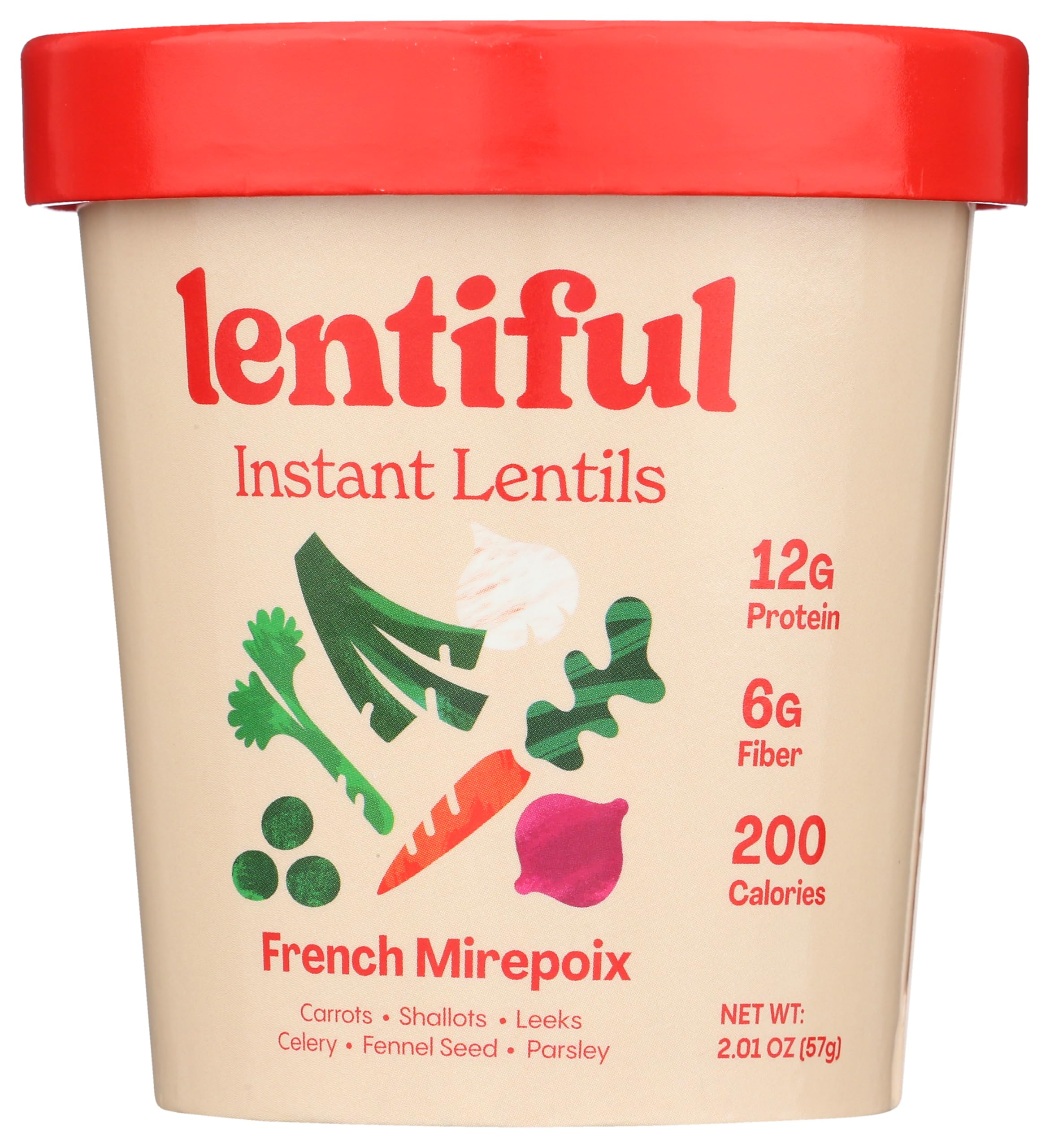 Lentiful Lentils Instant French Mirepoix box shows a quick meal base for busy weeknights.