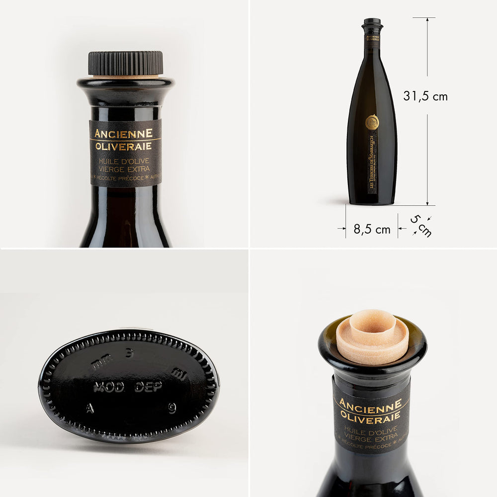 Les Terroirs de Marrakech kitchen-scene bottle on counter for everyday gourmet finishing.